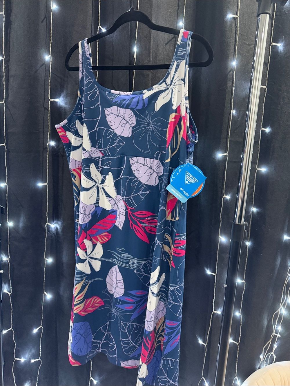 Floral Navy Tie-Back Midi Dress - Women's